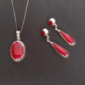 Silver Coral Fine Jewelry Set